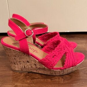 Jellypop Red Wedge Sandals